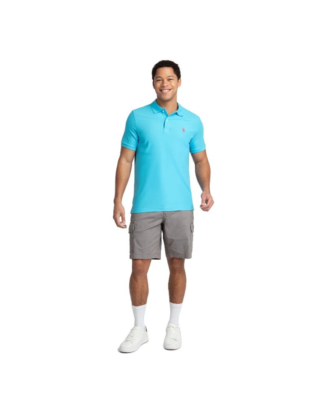 U.S. Polo Assn. Mens Performance Pique River Blue Polo Shirt Size XL